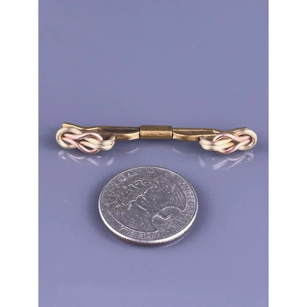 Double Square Knot 1/20 Gold Filled Tie Collar Bar Two Tone Simple Vintage